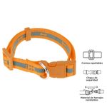 Correa-para-perro-fabricado-a-base-de-nylon-de-25-a-40-cm-con-color-neon--incluye-un-gancho-y-tiene-un-diseño-de-hueso.