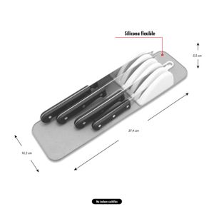 Organizador de cuchillos con tapete elaborado en silicona y plástico.