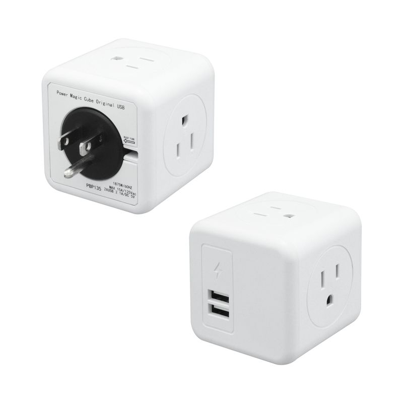 Tomacorriente-multitoma-MAGIC-CUBE-con-4-tomas-aterrizadas-y-2-puertos-USB-exclusivos-para-carga.