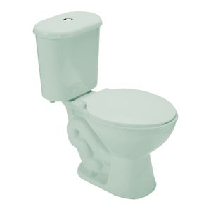 Inodoro ANDES redondo push superior con asiento verde. - EDESA