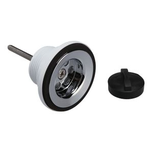 Desagüe roscado de 1-1/4” abs cromado con tapón para lavamanos con rebosadero. - EDESA