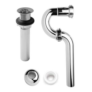 Desagüe de 1-1/4" ABS cromado con rejilla y Sifón para lavamanos con rebosadero. - BRIGGS