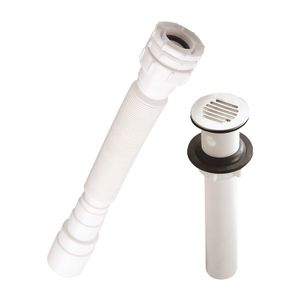 Desagüe de 1-1/4" PP con rejilla y Sifón flexible para lavamanos con rebosadero. - EDESA