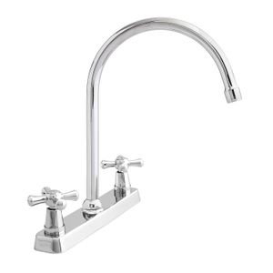 Llave mezclador New Princess bimando 8" de mesa, para cocina de latón cromado y manija ABS. - EDESA