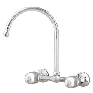 Llave mezclador Econovo bimando 8"de pared, para cocina de latón cromado y manija ABS. - EDESA
