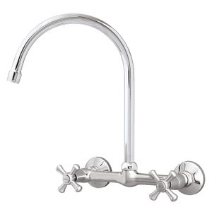 Llave mezclador New Princess bimando 8" de pared, para cocina de latón cromado. - EDESA