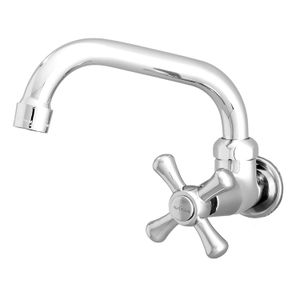 Llave sencilla New Princess (pico hacia arriba) de pared, para cocina de latón cromado. - EDESA