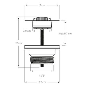 Desagüe roscado de 1 1/2" en acero inoxidable con rejilla y tapón para fregadero de cocina - EDESA