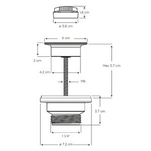 Desagüe roscado de 1-1/4” abs cromado con tapón para lavamanos con rebosadero. - EDESA