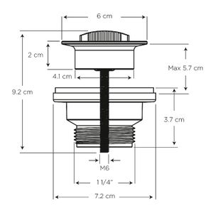 Desagüe roscado de 1-1/4" PP con tapón para lavamanos con rebosadero. - EDESA