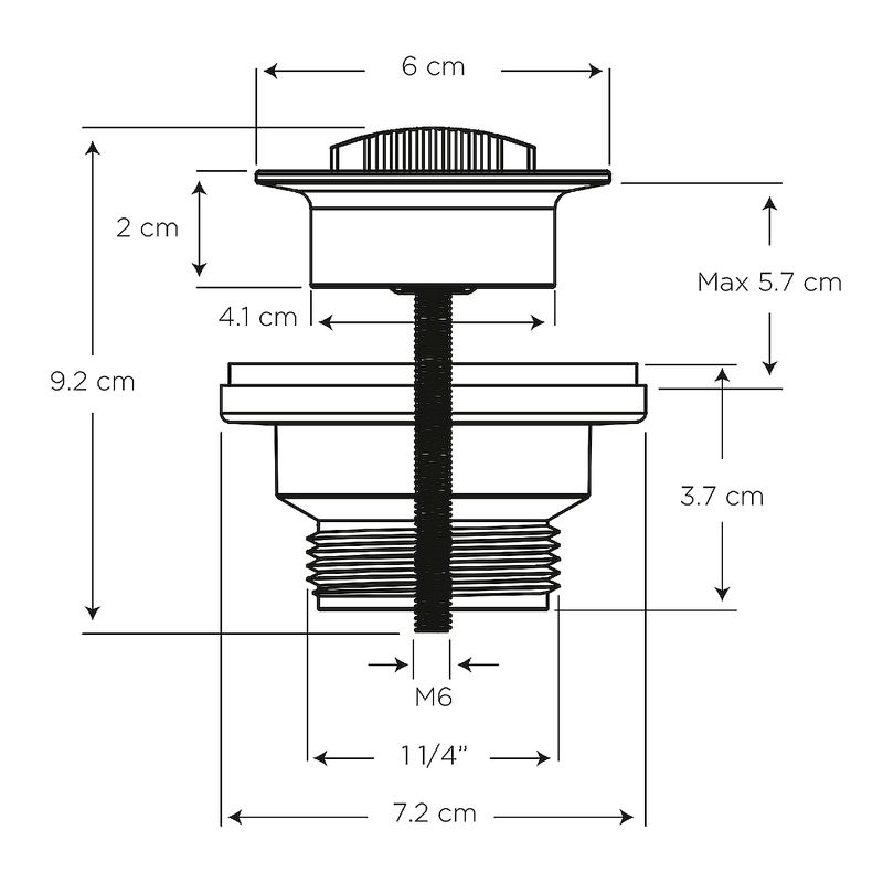 Desague-roscado-de-1-1-4--PP-con-tapon-para-lavamanos-con-rebosadero.