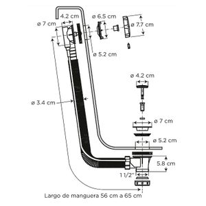 Desagüe automático para bañeras con botón regulador y tapón cromado ideal para bañeras
con rebosadero.
- EDESA