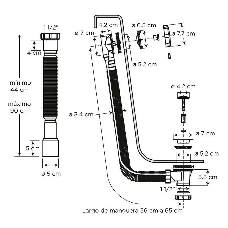 Desague-automatico-para-bañeras-con-boton-regulador-y-tapon-cromado-ideal-para-bañerascon-rebosadero.