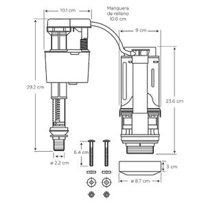 Herraje para inodoro de dos piezas. Conserver Dual Flush. - EDESA