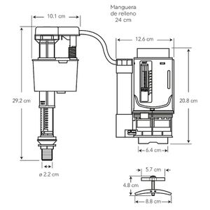 Herraje dual flush 2” para inodoro one piece. - BRIGGS