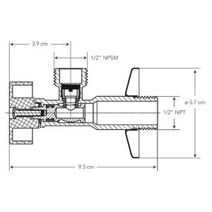 Llave angular de 1/2 pulgada para inodoro. - BRIGGS