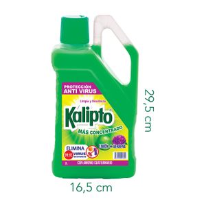 Limpiador desinfectante multiusos con aroma a limón y verbena; 2lt - KALIPTO