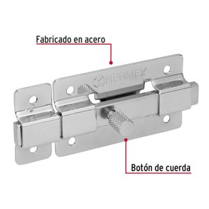 Pasador de barra plana 3" acabado cromo - HERMEX