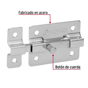 Pasador de barra plana 2" acabado cromo - HERMEX