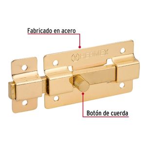 Pasador de barra plana 3" acabado latón - HERMEX