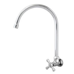 Llave sencilla New Princess de pared, para cocina de latón cromado. - EDESA