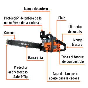 Motosierra 45 cc a gasolina con barra de 18" - TRUPER