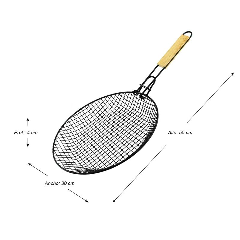 Parrilla-manual-BBQ-con-superficie-antiadherente-cuadriculada.