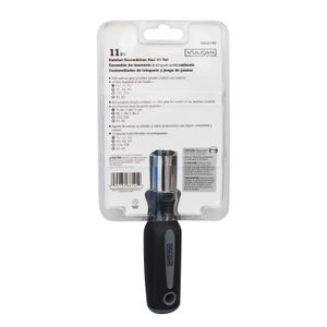 Desarmador tipo racha de 11 piezas con mango ergonómico. - VULCAN