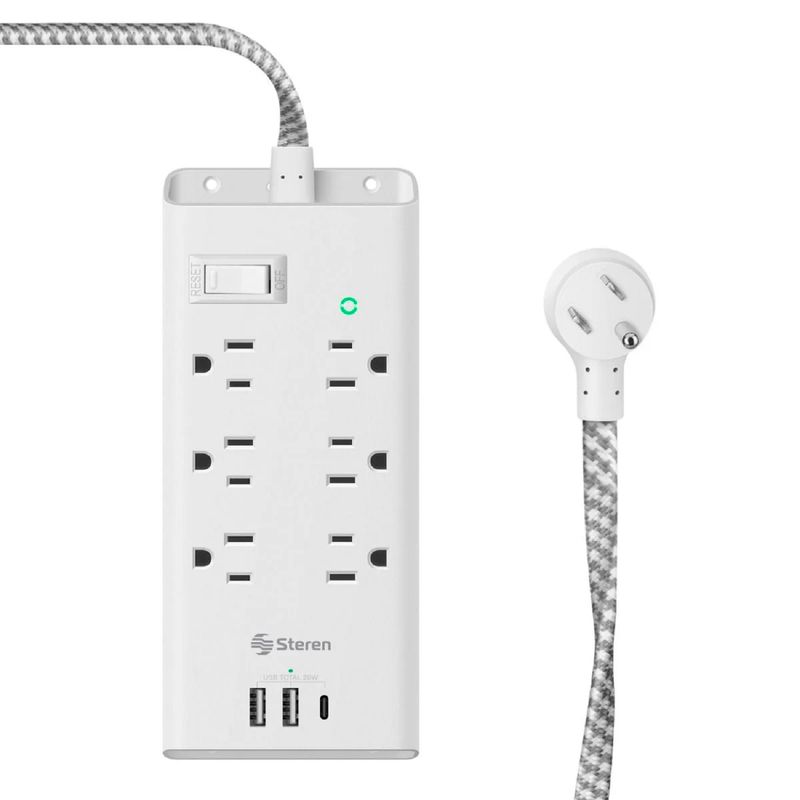 Regleta-Proteccion-nivel-medio--Protege-contra-picos-de-voltaje--300-Joules--y-sobre-carga