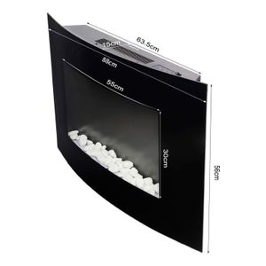 Chimenea de pared de 35 pulgadas con panel curvo. 750W a 1500W con luces LED. - K PRO