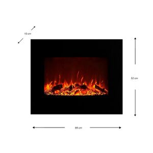 Chimenea de pared de 26 pulgadas, de 750W a 1500W con luces LED. - K PRO