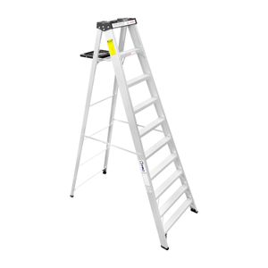 Escalera pie de gallo de aluminio de 3 m con 8 escalones. TIPO: T2 de uso comercial semi profesional. - K PRO