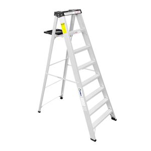 Escalera pie de gallo de aluminio de 2,4 m con 6 escalones. TIPO: T2 de uso comercial semi profesional. - K PRO