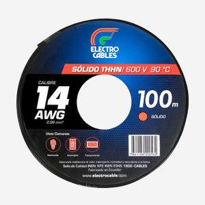 Cable Eléctrico solido 14 THHN negro - ELECTROCABLES