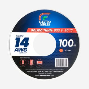 Cable Eléctrico solido 14 THHN blanco - ELECTROCABLES