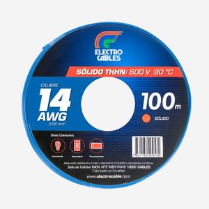 Cable Eléctrico solido 14 THHN azul - ELECTROCABLES