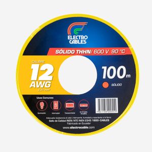 Cable Eléctrico solido 12 THHN amarillo - ELECTROCABLES