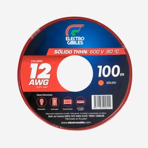 Cable Eléctrico solido 12 THHN rojo - ELECTROCABLES