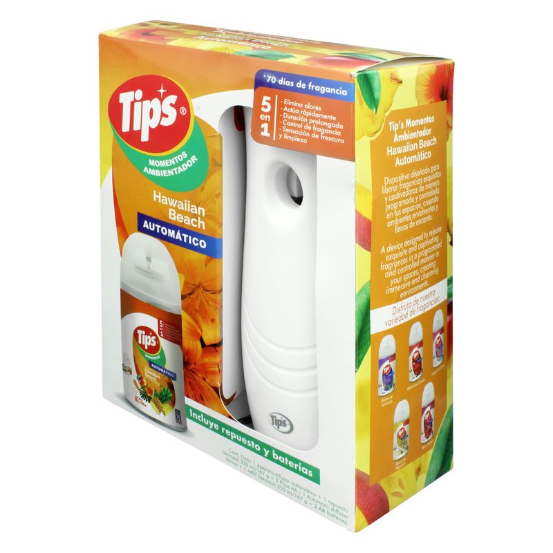 Difusor-de-aroma-automatico-HAWAIIAN-BEACH-con-accionamiento-a-baterias.-Incluye-repuesto--250-ml.