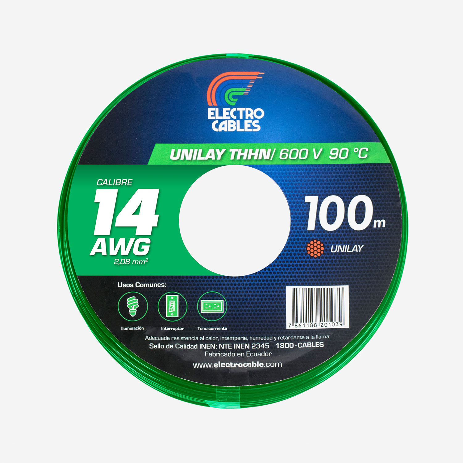 Cable unilay 14 THHN verde - ELECTROCABLES - Kywi