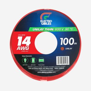 Cable unilay 14 THHN rojo - ELECTROCABLES