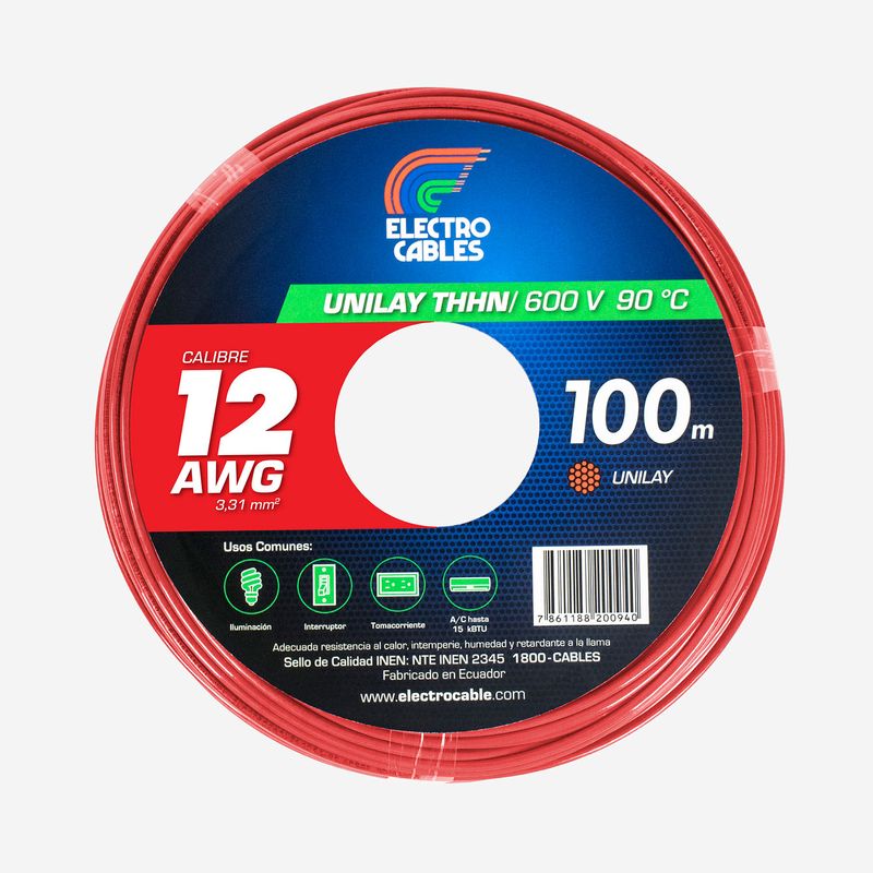 Cable-unilay-12-THHN-rojo