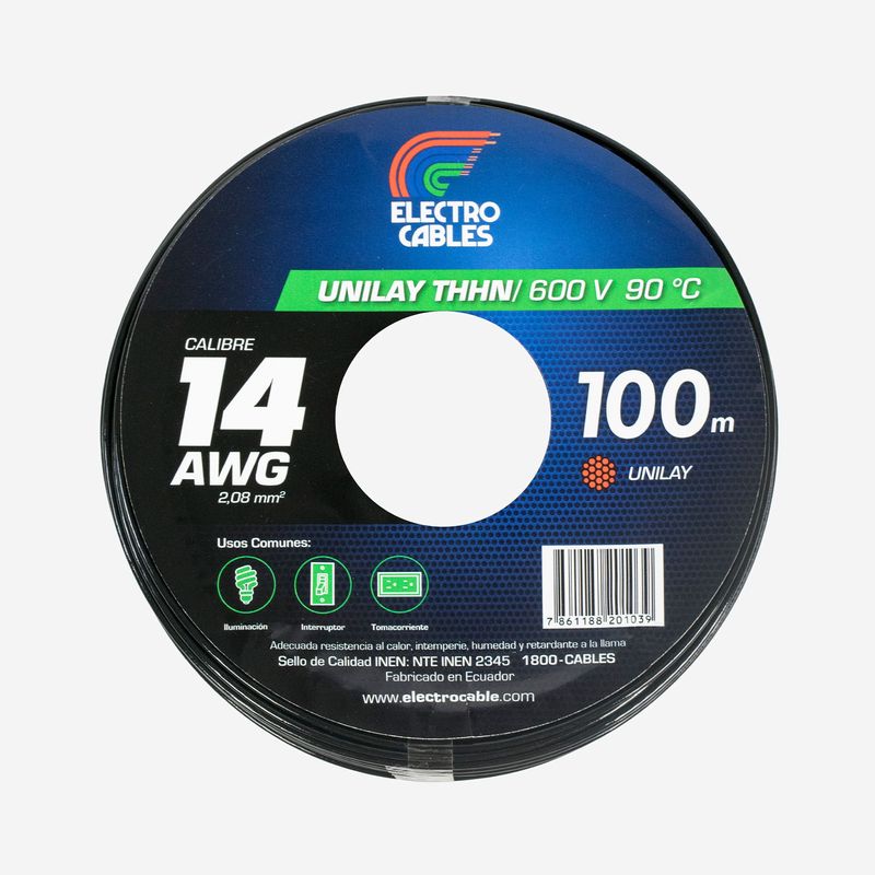 Cable-unilay-14-THHN-negro