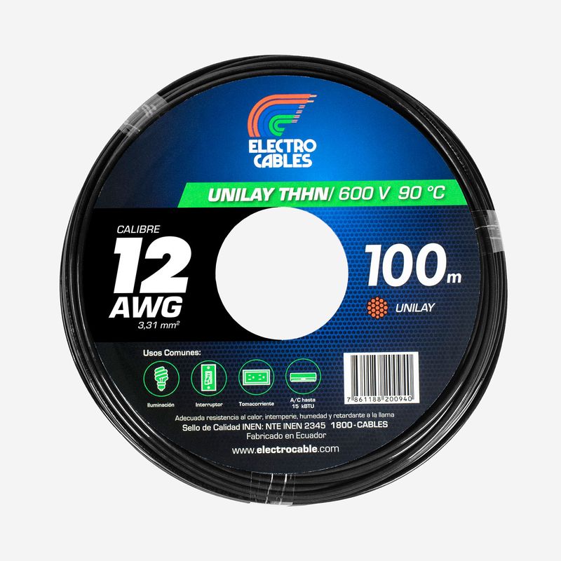 Cable-unilay-12-THHN-negro