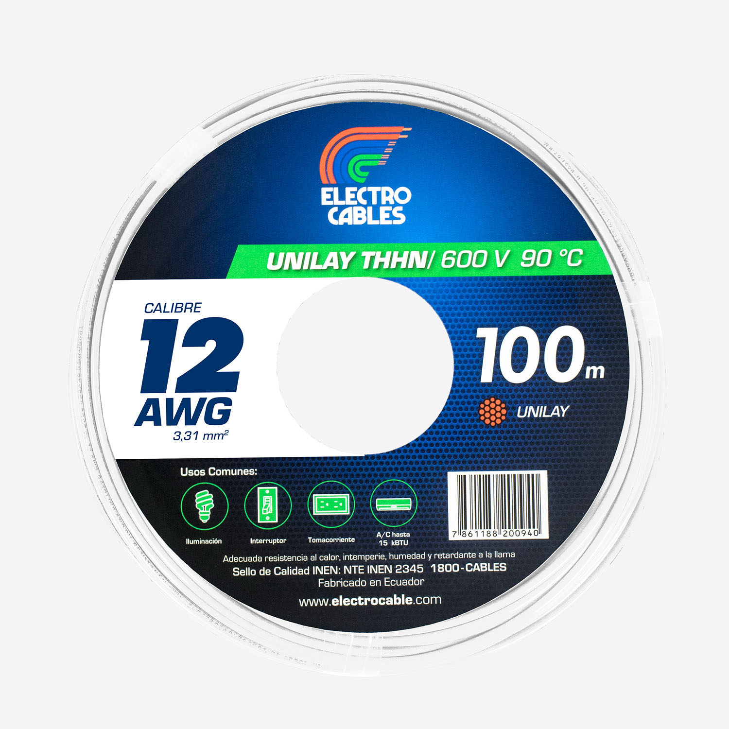 Cable unilay 12 THHN blanco - ELECTROCABLES - Kywi
