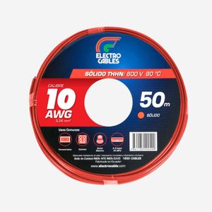 Cable sólido 10 THHN rojo - ELECTROCABLES