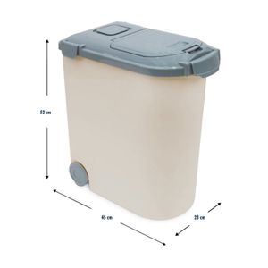 Contenedor de comida para mascotas plástico gris de 32 litros. - DRM