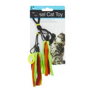 Juguete para gato de diseño colgante, con cintas elásticas de colores. - TINYS