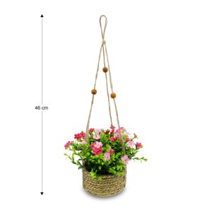 Planta decorativa de 18 cm artificial con FLORES COLORIDAS. - ORGILL