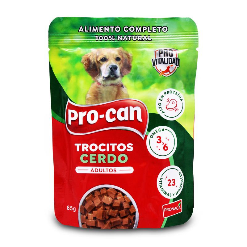 Alimento-humedo-para-perros-100--natural-con-trocitos-jugosos-de-CERDO--85-gr.